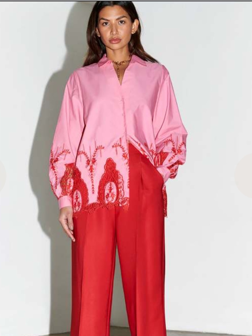 Never Fully Dressed Pink & Red Embroidered Daphne Shirt